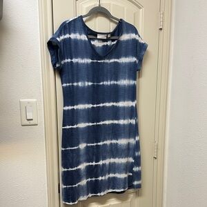 Belle by Kim Gravel Blue and White Tie-Dye Dress